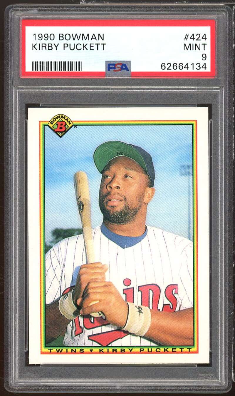 Kirby Puckett Card 1990 Bowman #424 PSA 9 Image 1