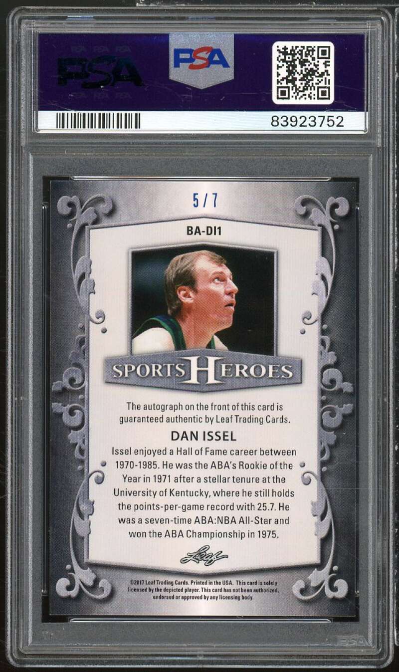 Dan Issel Card 2017 Leaf Metal Sports Heroes Auto Blue (#d 5/7) #BADL1 PSA 9 Image 2