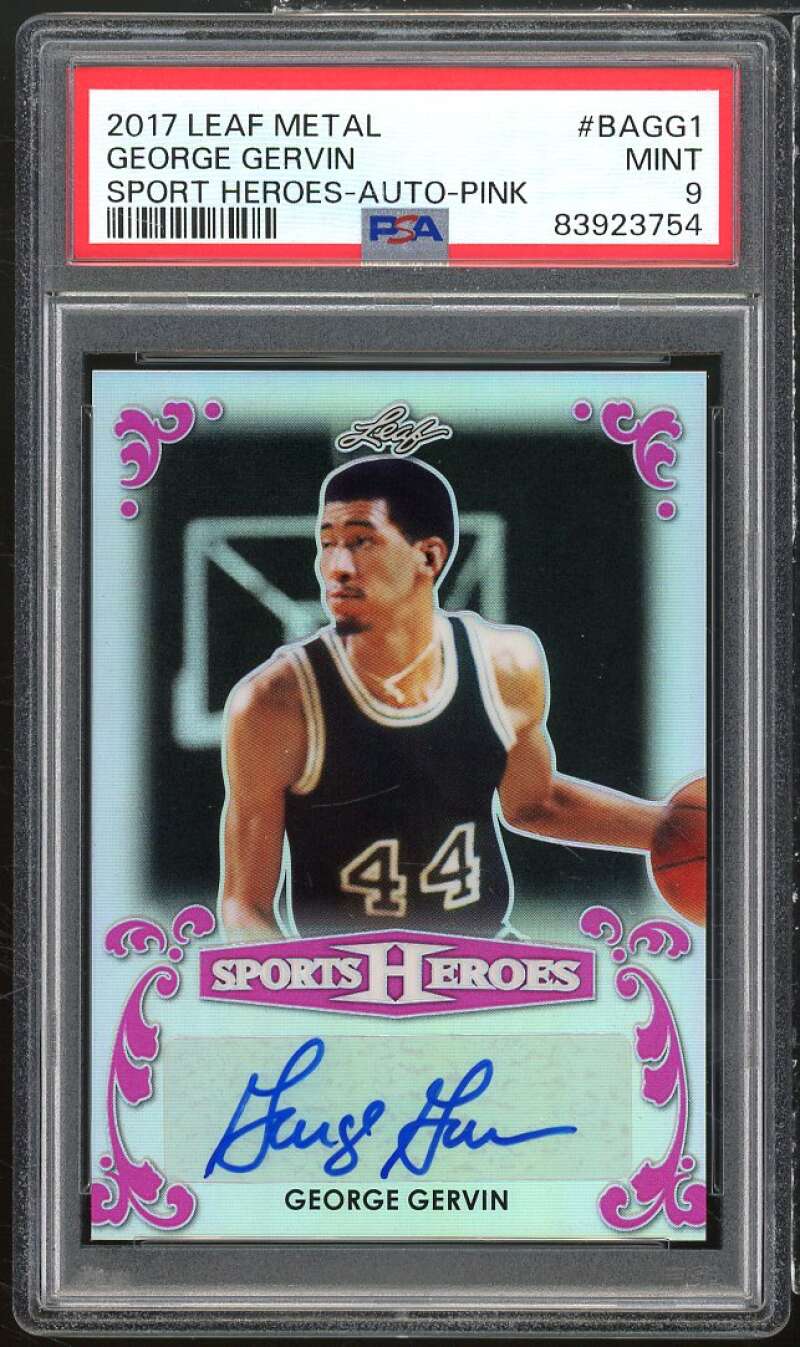 George Gervin 2017 Leaf Meatal Sports Heroes Auto Pink (#d 3/4) #BAGG1 PSA 9 Image 1