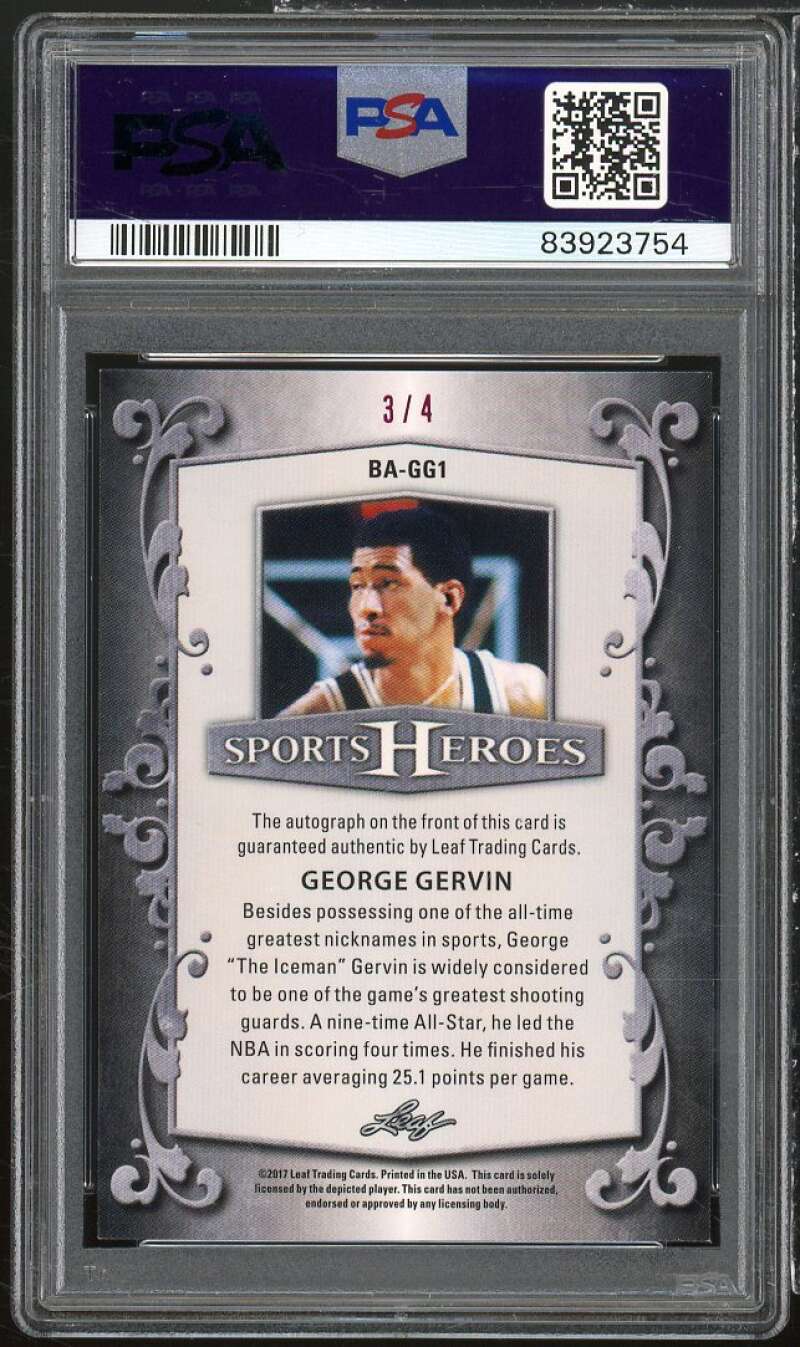 George Gervin 2017 Leaf Meatal Sports Heroes Auto Pink (#d 3/4) #BAGG1 PSA 9 Image 2