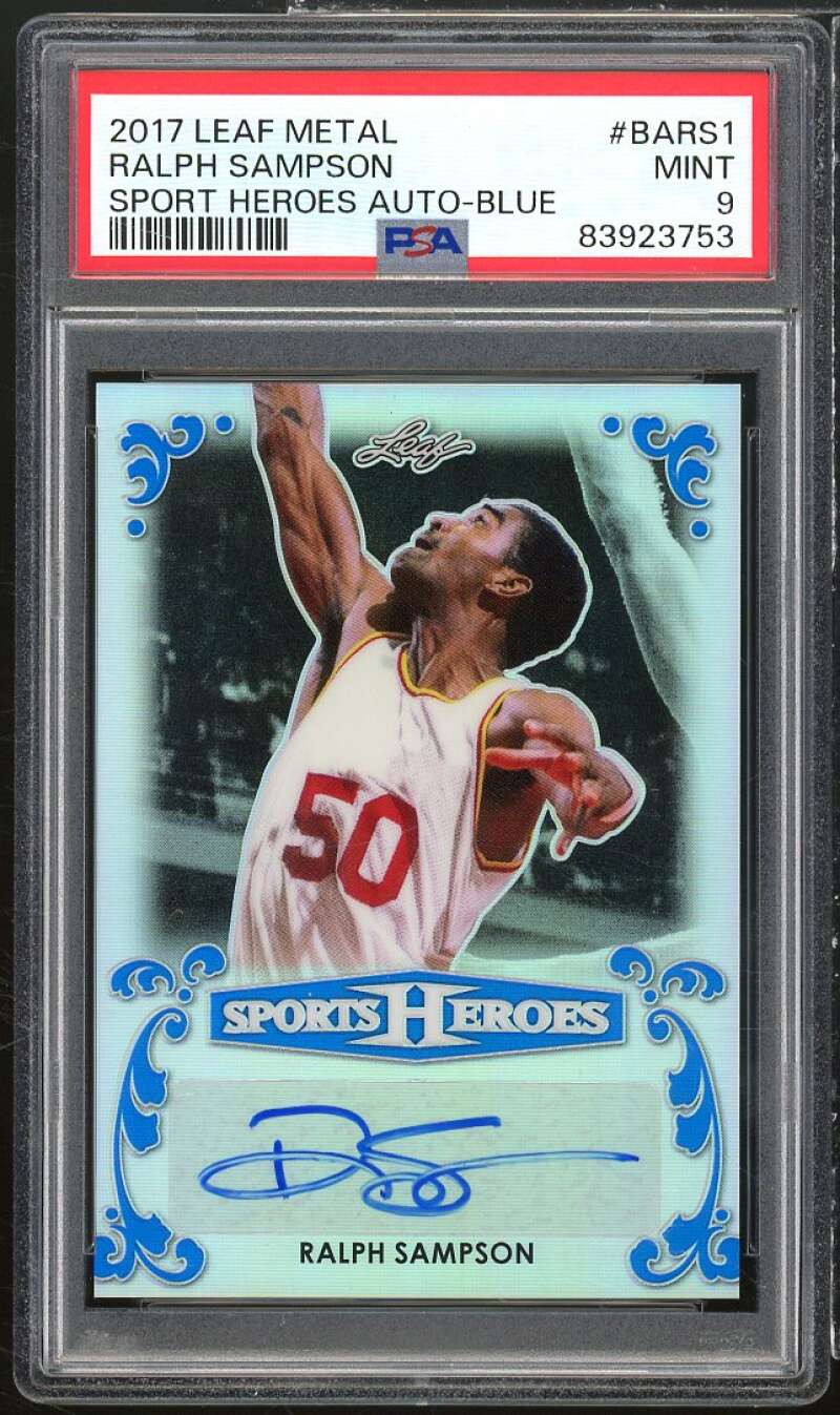 Ralph Sampson Card 2017 Leaf Metal Sports Heroes Auto Blue (#d 4/7) #BARS1 PSA 9 Image 1