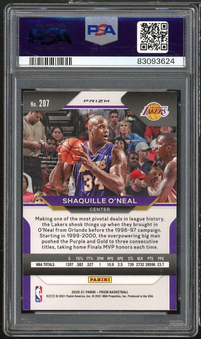 Shaquille O'Neal Card 2020-21 Panini Prizm Pink Ice Prizms #207 PSA 9 Image 2