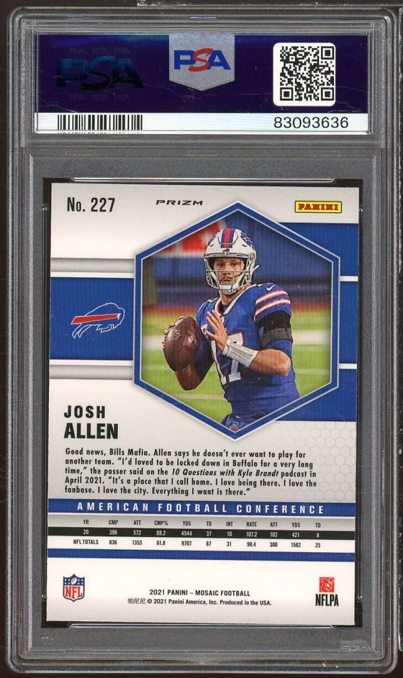 Josh Allen Card 2021 Mosaic Reactive Blue #227 PSA 10 Image 2