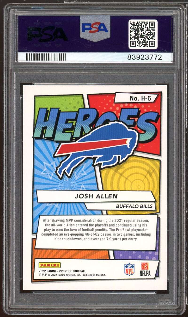 Josh Allen Card 2022 Panini Prestige Heroes #H6 PSA 10 Image 2