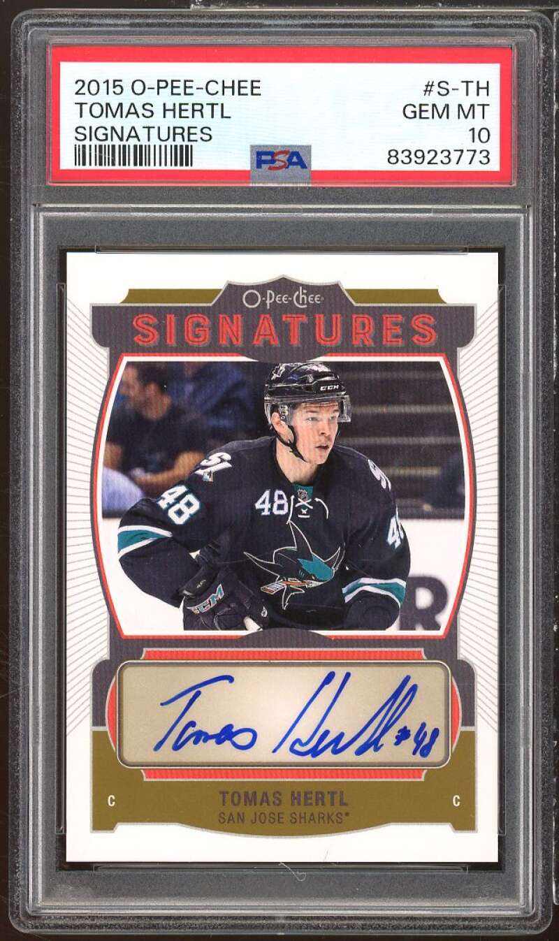 Tomas Hertl Card 2015-16 O-Pee-Chee Signatures #S-TH PSA 10 Image 1