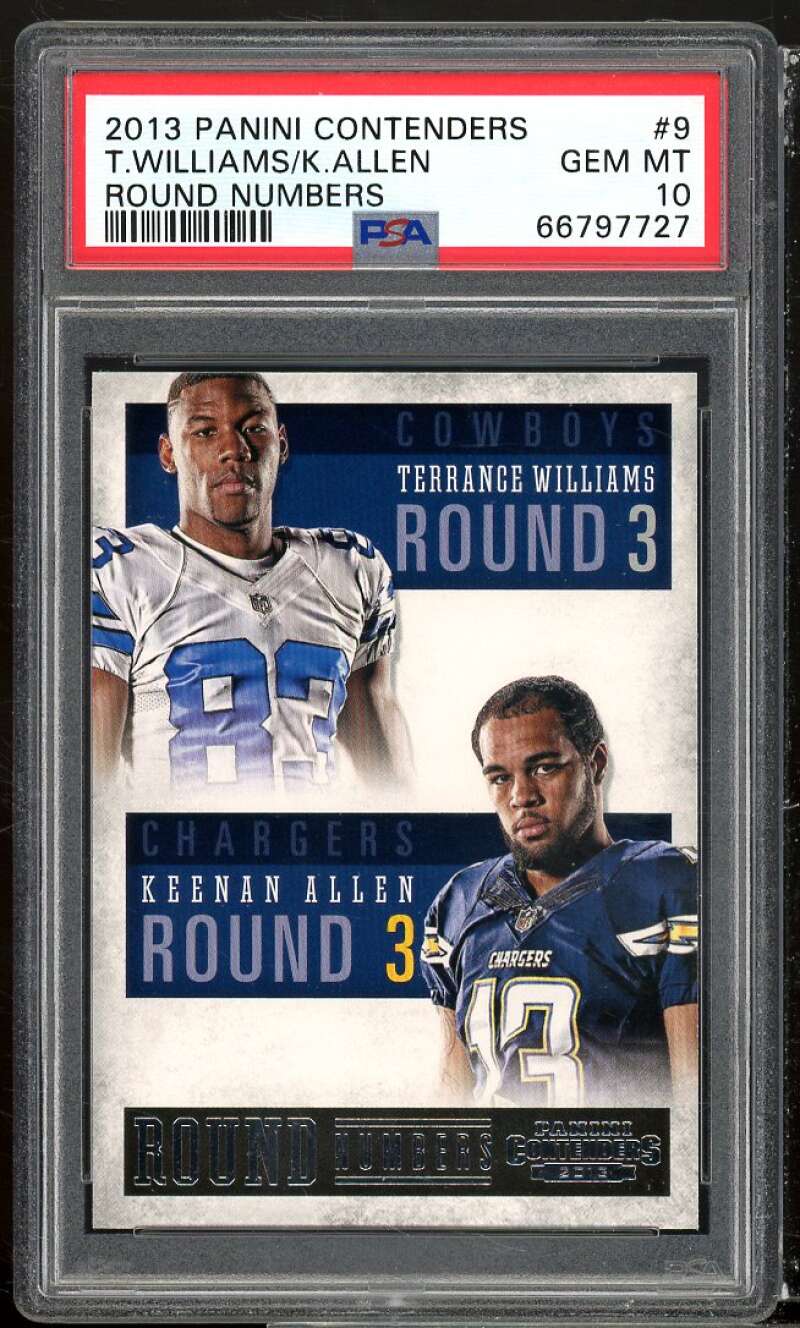 T. Williams/ Keenan Allen Rookie 2013 Panini Contenders Round Numbers #9 PSA 10 Image 1