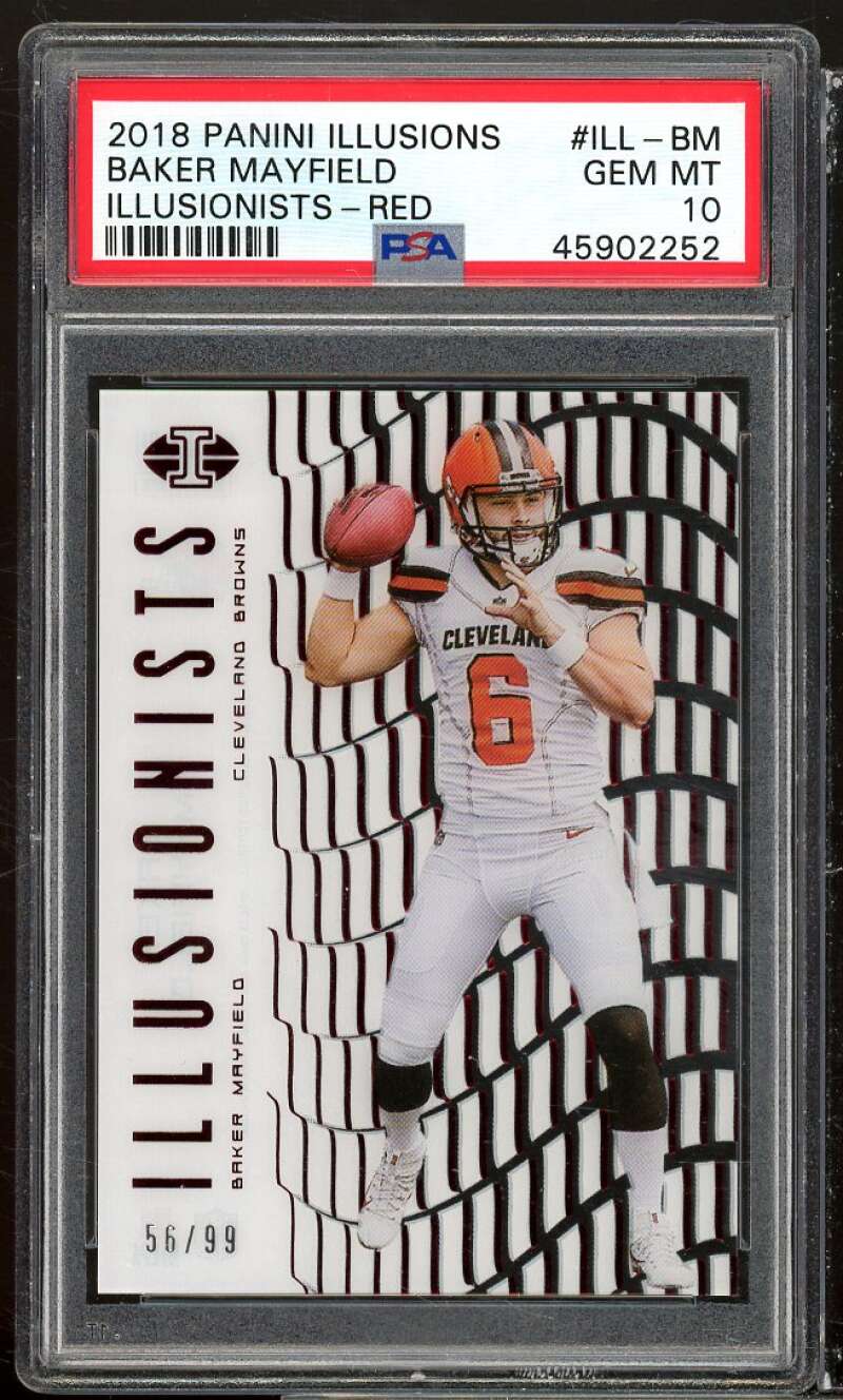 Baker Mayfield Rookie Card 2018 Panini Illusions Illusionists Red #ILL-BM PSA 10 Image 1