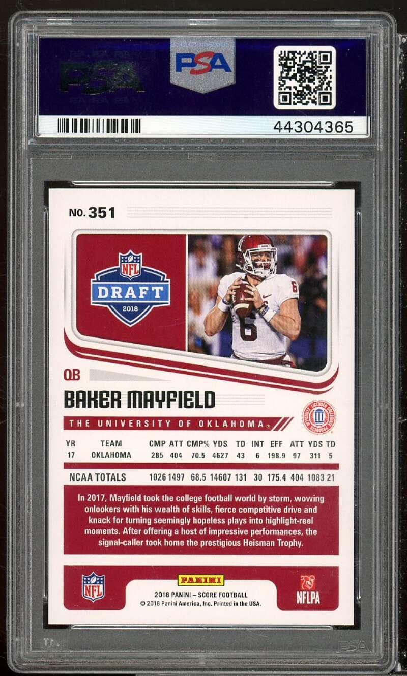 Baker Mayfield Rookie Card 2018 Panini Score Gold #351 PSA 10 Image 2