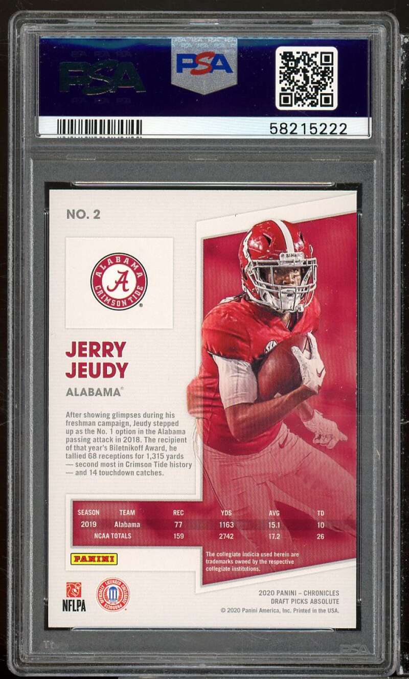 Jerry Jeudy Rookie Card 2020 Panini Chronicles DP Absolute #2 PSA 10 Image 2