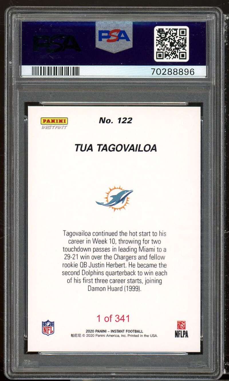 Tua Tagovailoa Rookie Card 2020 Panini Instant NFL #122 PSA 10 Image 2