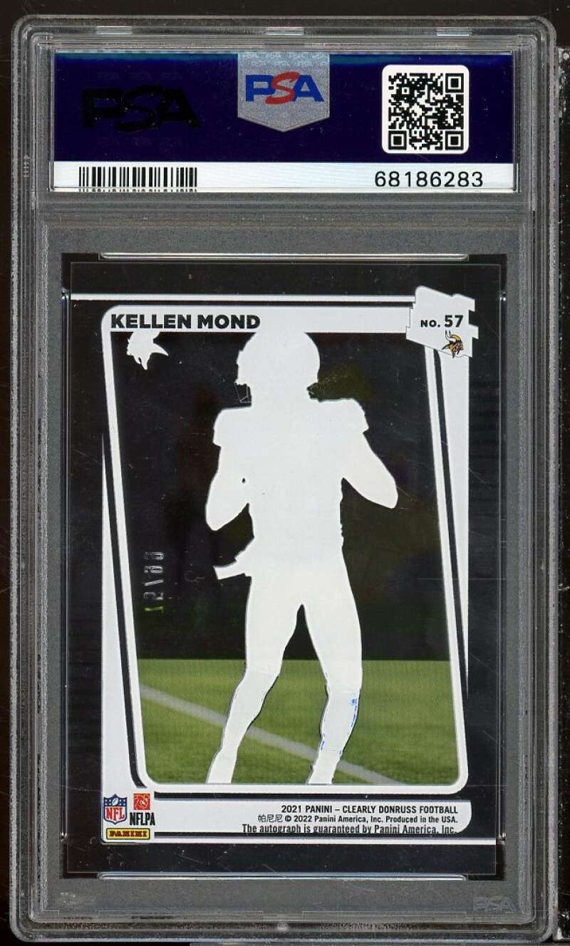 Kellen Mond Rookie Card 2021 Clearly Donruss Rated Rookie Auto Blue #57 PSA 9 Image 2