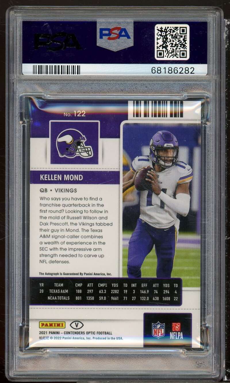 Kellen Mond Rookie Card 2021 Contenders Optic Variation Autograph #122 PSA 9 Image 2