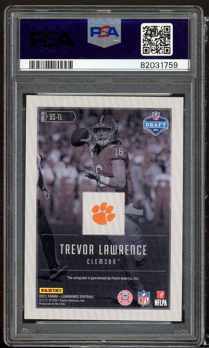 Trevor Lawrence Rookie 2021 Panini Year One Signatures RPS Green #YSTL PSA 10 Image 2