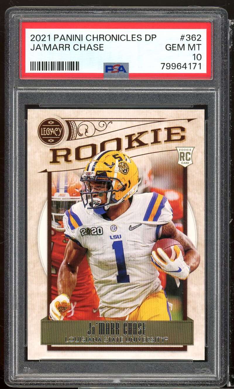 Ja'Marr Chase Rookie Card 2021 Panini Chronicles DP #362 PSA 10 Image 1