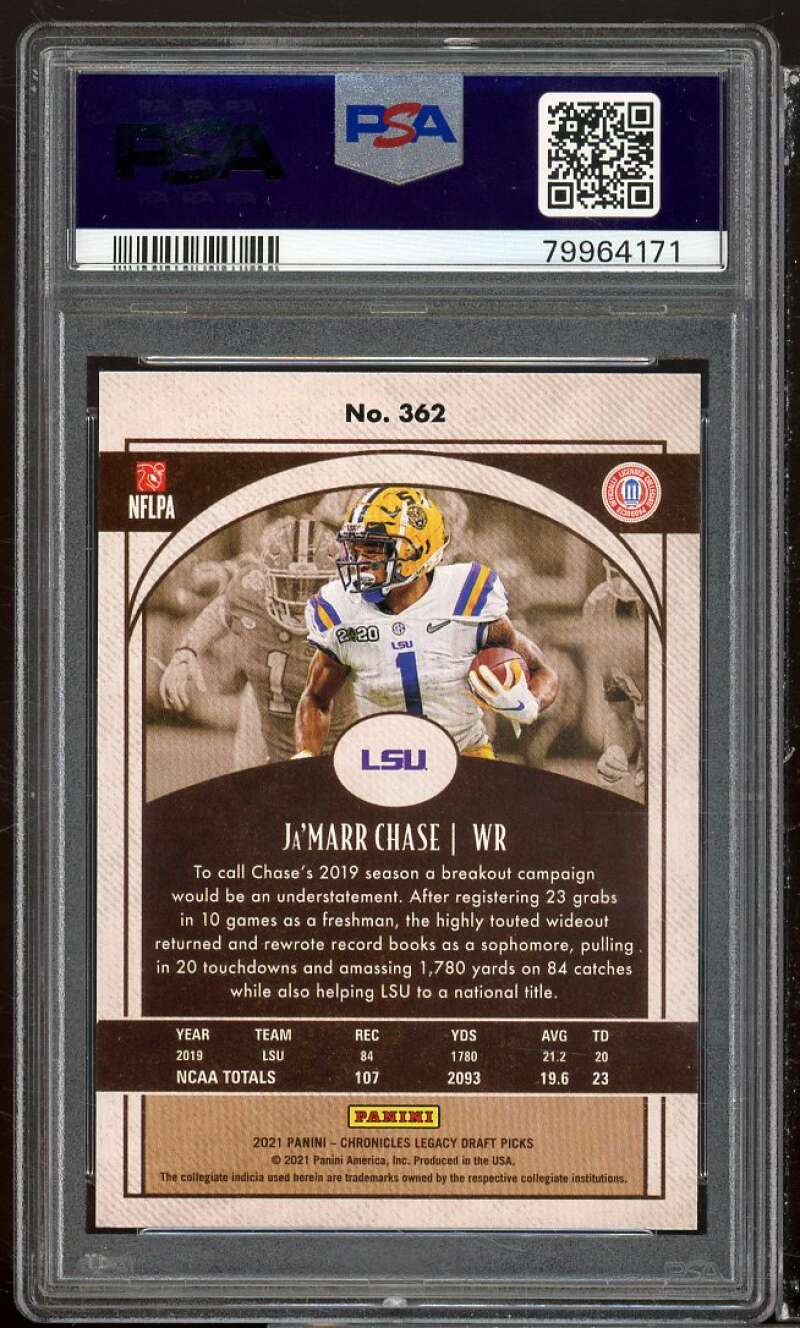 Ja'Marr Chase Rookie Card 2021 Panini Chronicles DP #362 PSA 10 Image 2