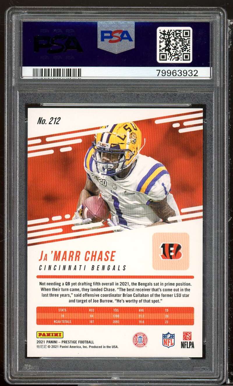 Ja'Marr Chase Rookie Card 2021 Prestige #212 PSA 10 Image 2