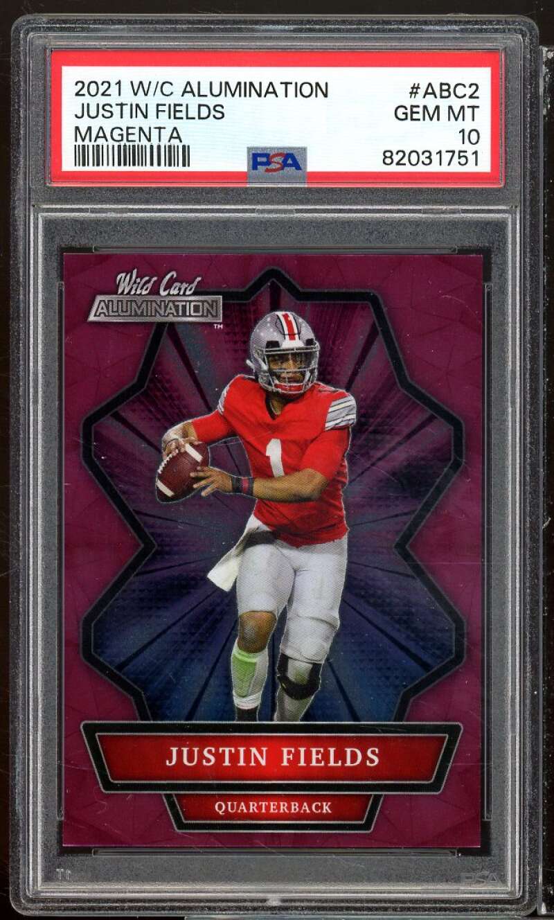 Justin Fields Rookie Card 2021 Wild Card Alumination Magenta #ABC2 PSA 10 Image 1