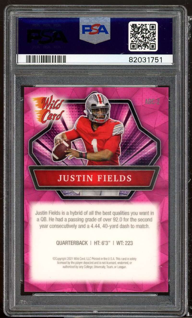 Justin Fields Rookie Card 2021 Wild Card Alumination Magenta #ABC2 PSA 10 Image 2