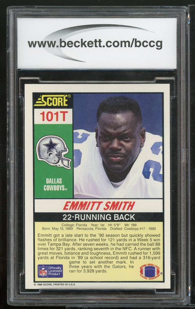 1990 Score Supplemental #101T Emmitt Smith Rookie Card BGS BCCG 10 Mint+ Image 2