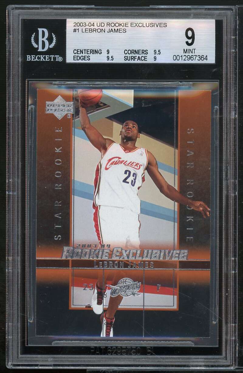 Lebron James Rookie Card 2003-04 UD Rookie Exclusives BGS 9 (9 9.5 9.5 9) Image 1