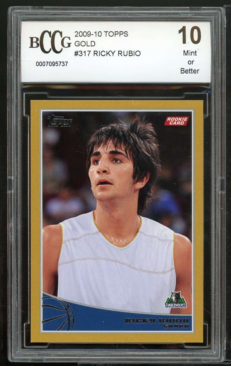 2009-10 Topps Gold #317 Ricky Rubio Rookie Card BGS BCCG 10 Mint+ Image 1