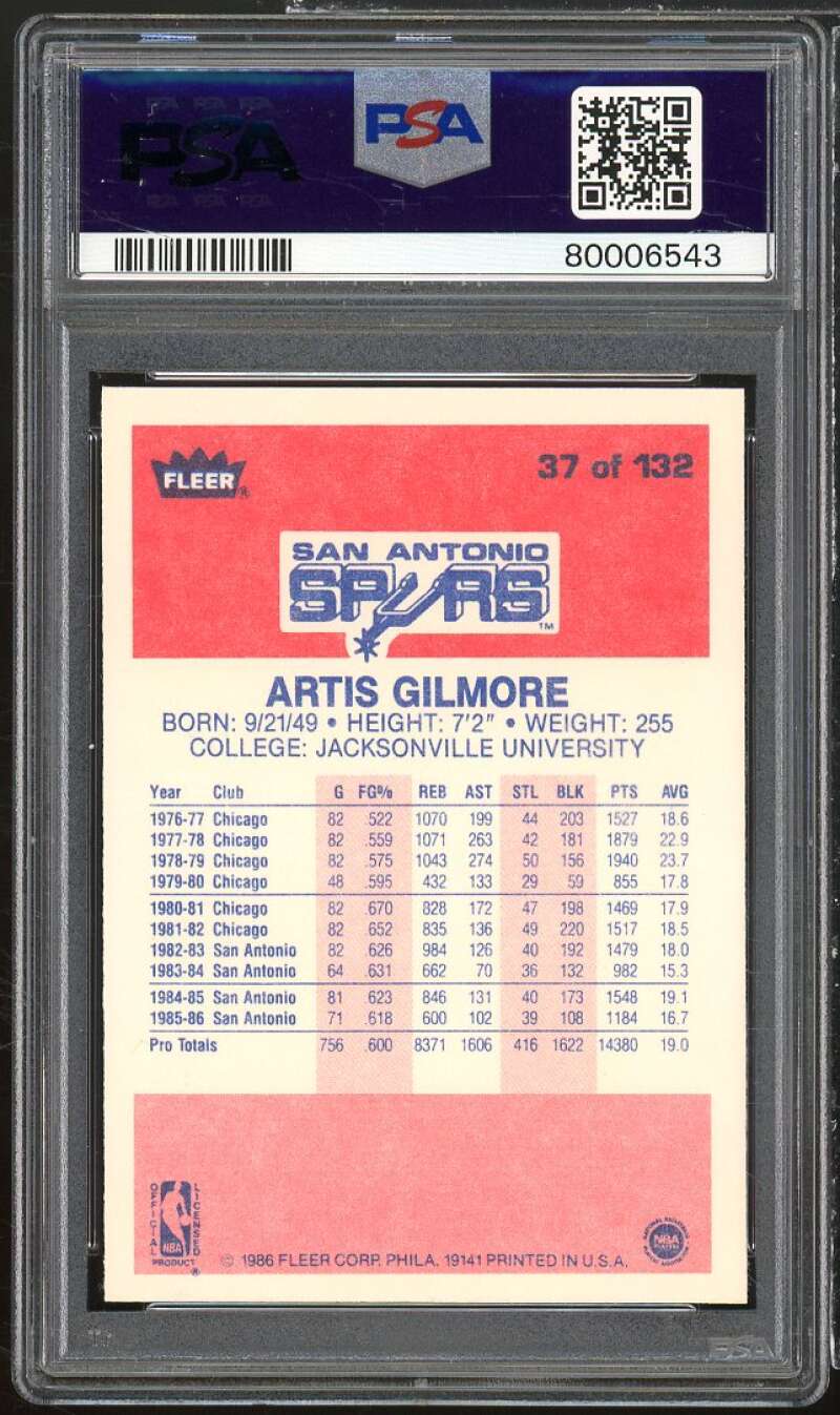 Artis Gilmore Card 1986-87 Fleer #37 PSA 9 Image 2