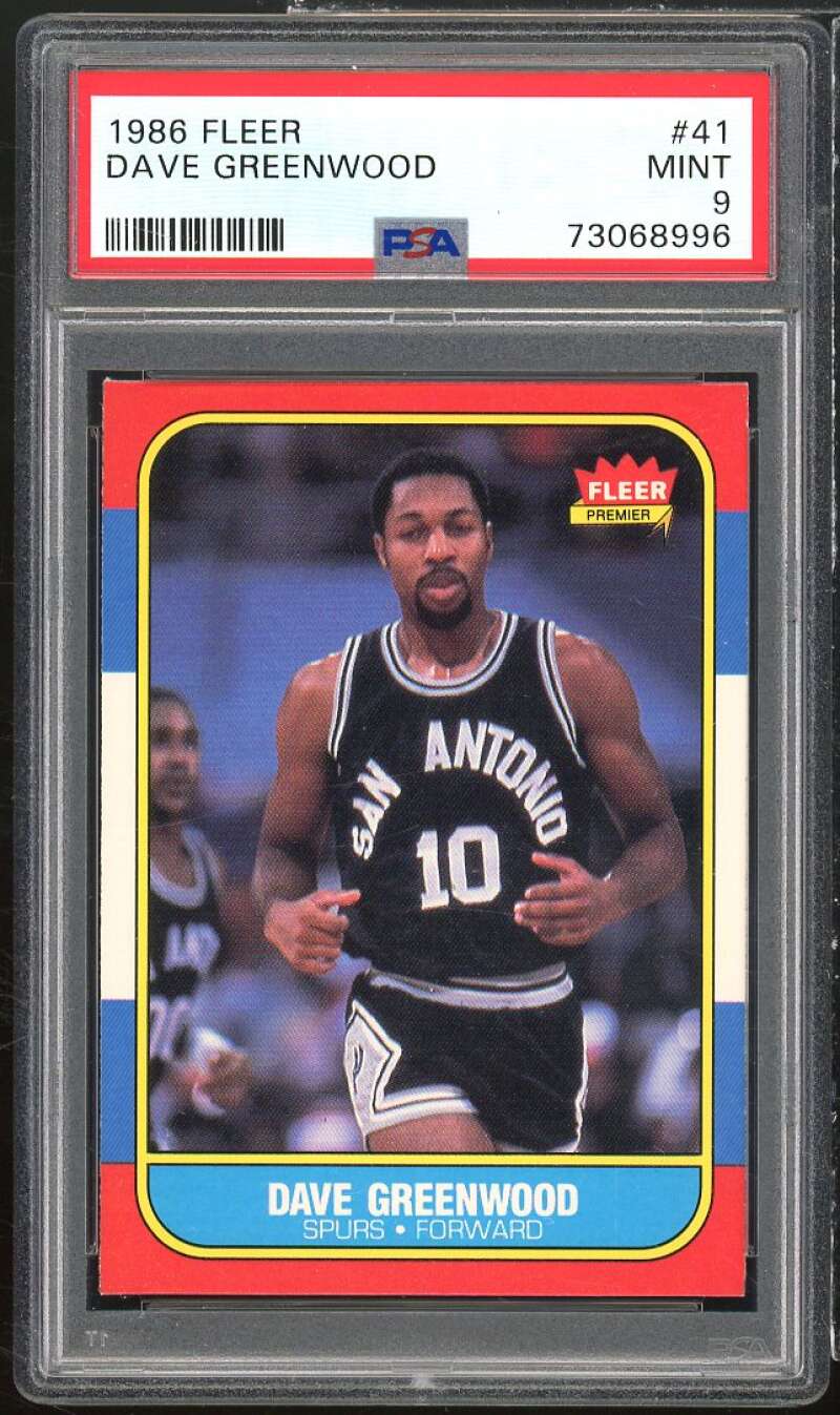 Dave Greenwood Card 1986-87 Fleer #41 PSA 9 Image 1