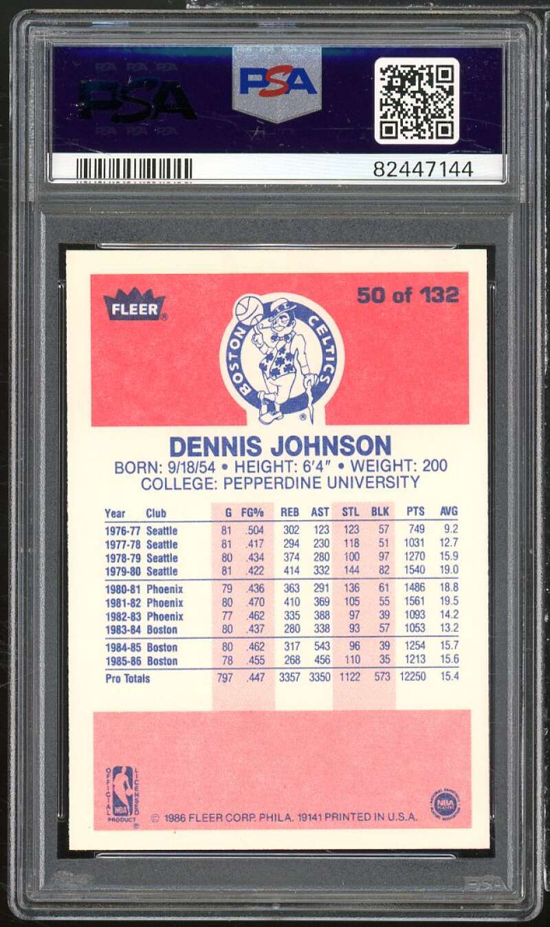 Dennis Johnson Card 1986-87 Fleer #50 PSA 10 Image 2