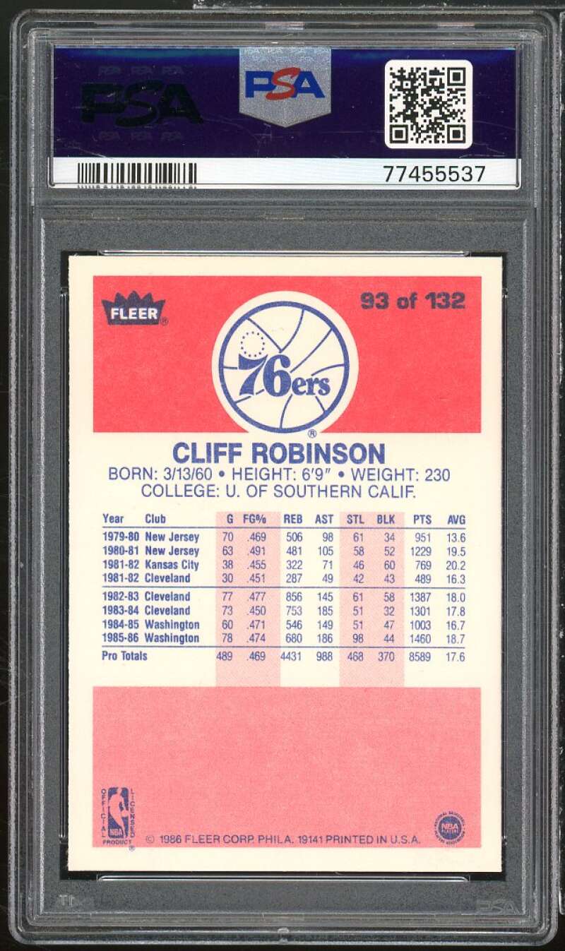 Cliff Robinson Card 1986-87 Fleer #93 PSA 9 Image 2