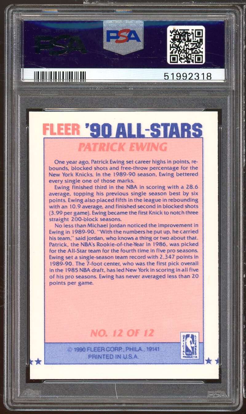 Patrick Ewing Card 1990-91 Fleer All-Stars #12 PSA 8 Image 2