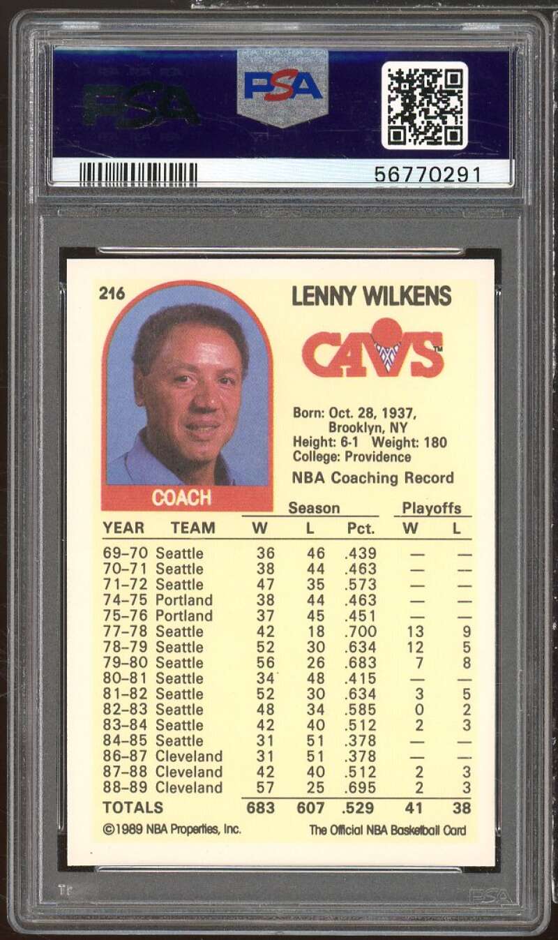 Lenny Wilkens Card 1989-90 Hoops #216 PSA 10 Image 2