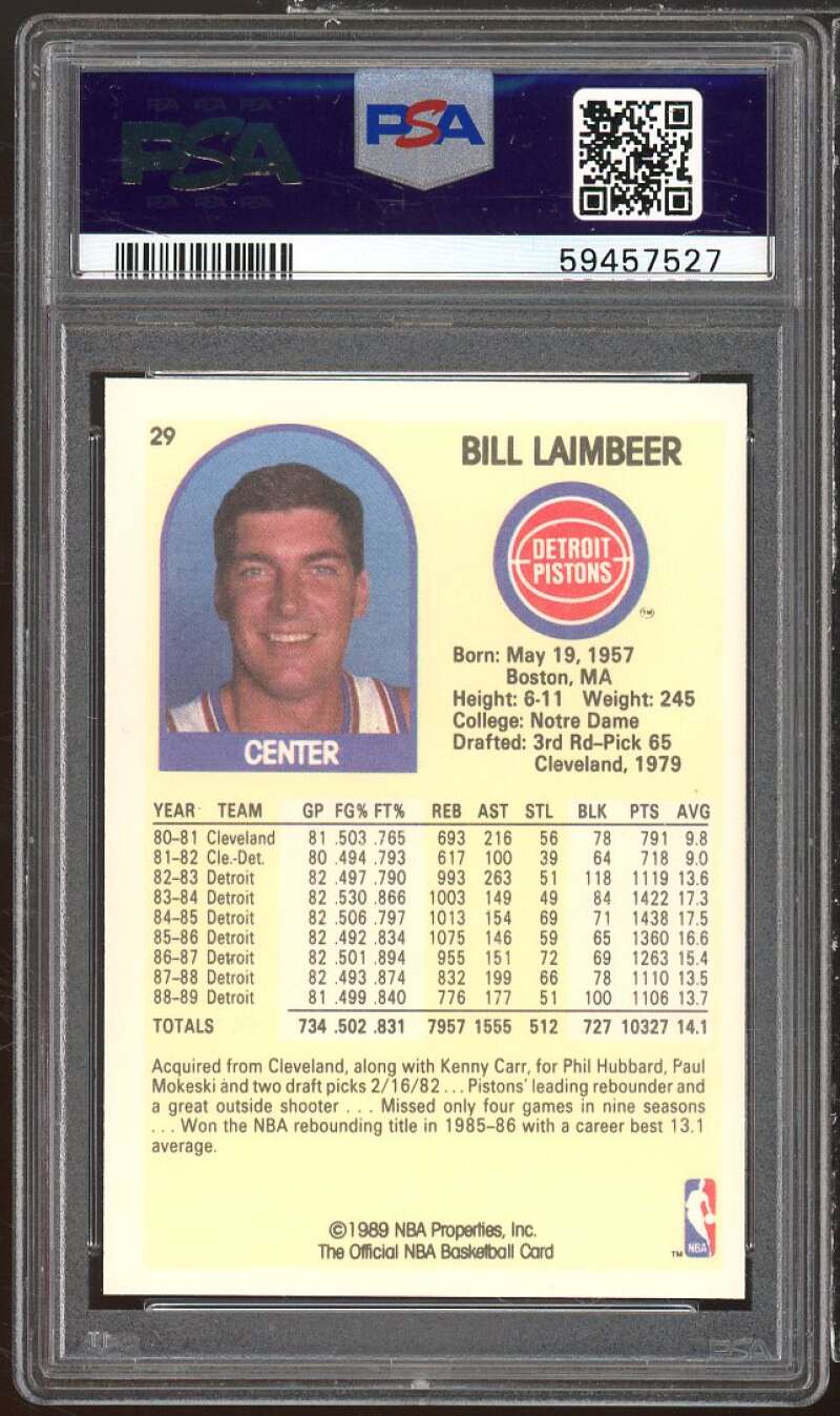 Bill Laimbeer Card 1990-91 Hoops Superstars #29 PSA 9 Image 2