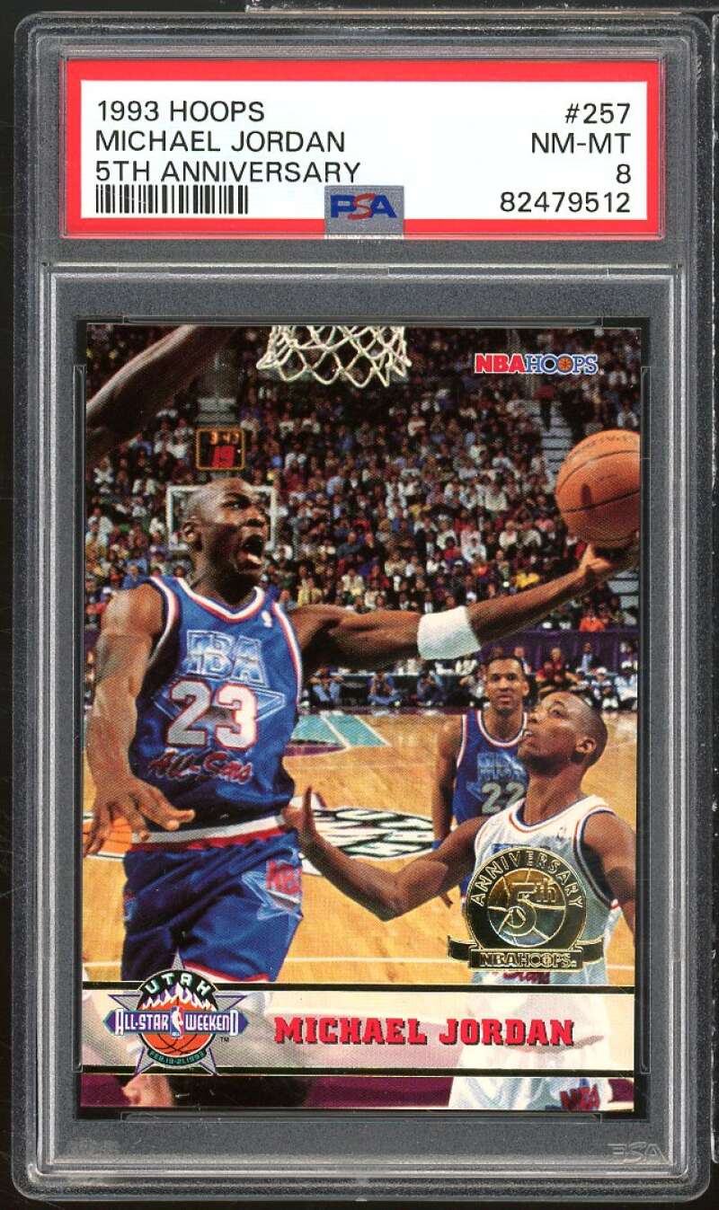 Michael Jordan Card 1993-94 Hoops Fifth Anniversary Gold #257 PSA 8 Image 1