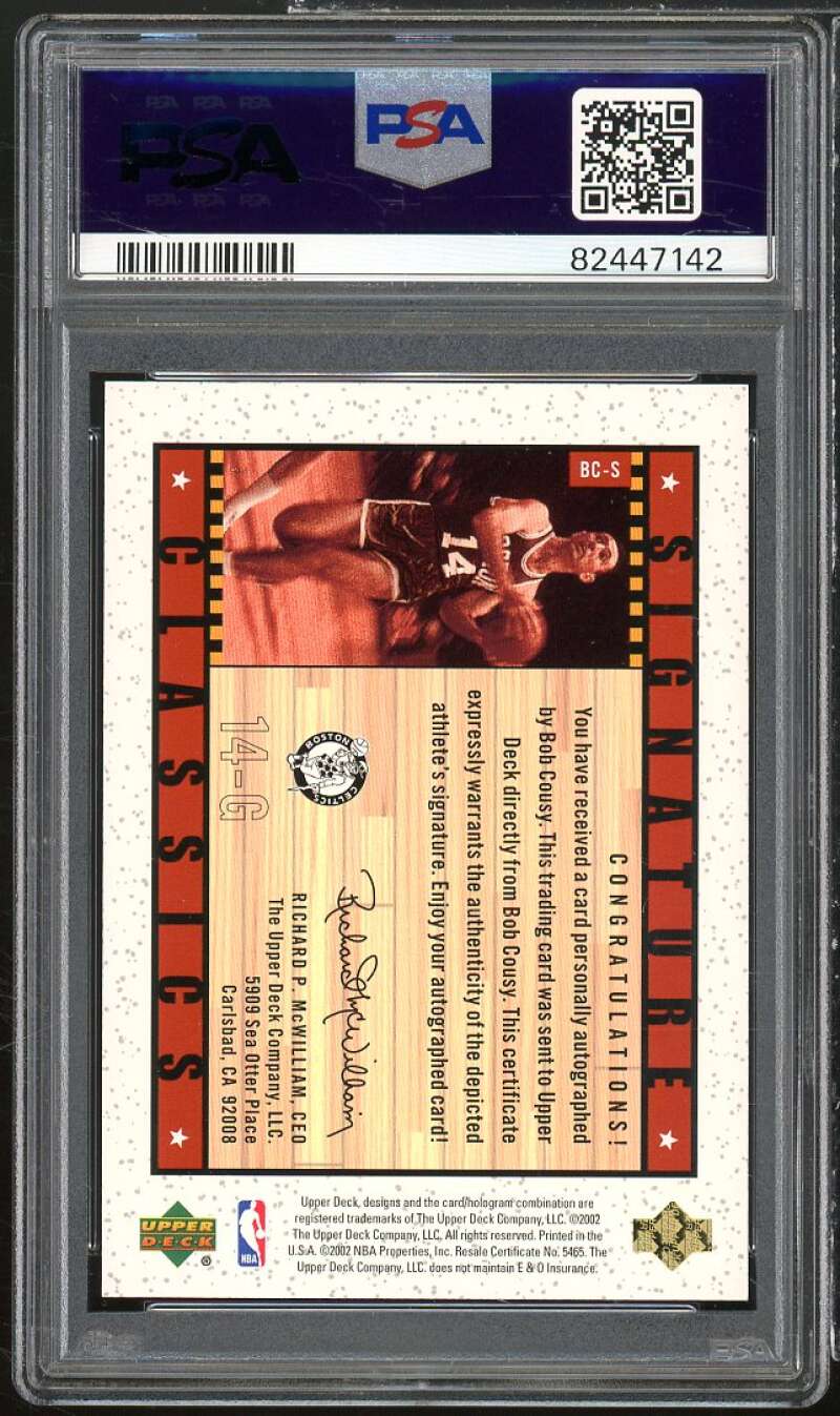 Bob Cousy Card 2002-03 Upper Deck Generations Signature Classics #BC-S PSA 10 Image 2