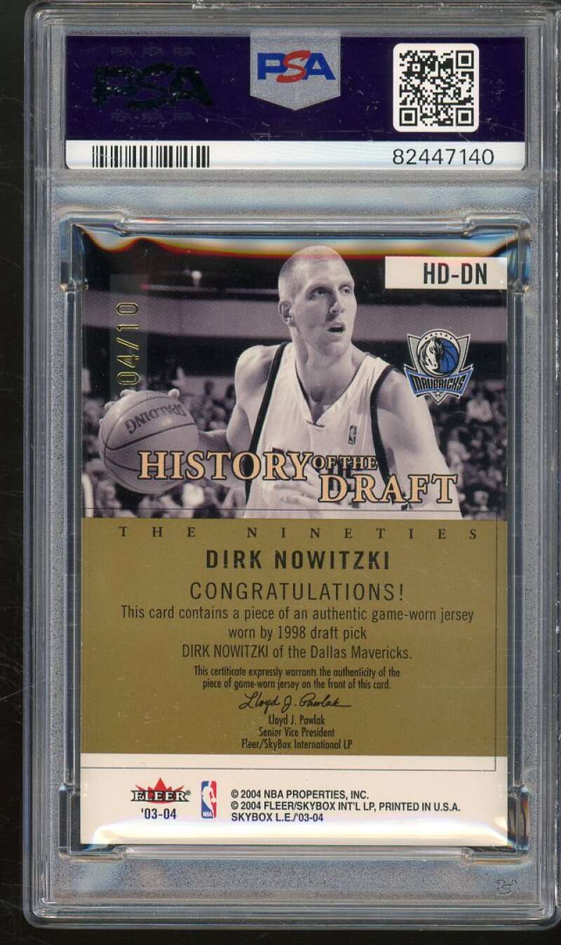 Dirk Nowitzki 2003-04 SkyBox LE History of Draft The 90s (#d 4/10) #HDDN PSA 9 Image 2