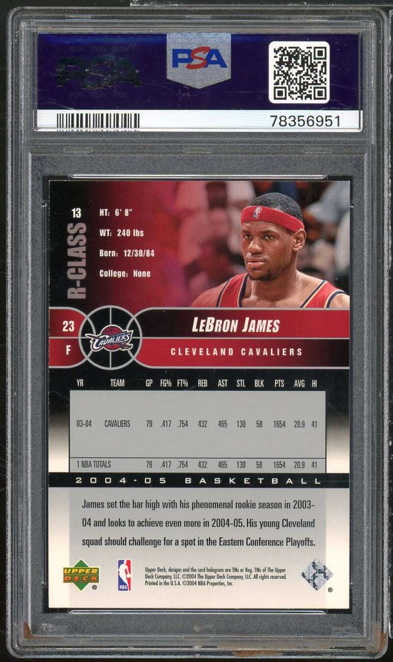 LeBron James Card 2004-05 Upper Deck R-Class #13 PSA 9 Image 2