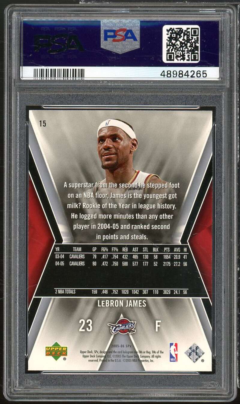 LeBron James Card 2005-06 SPx #15 PSA 8 Image 2