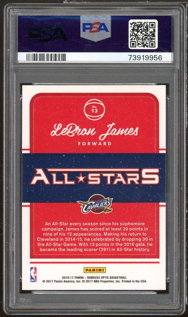 LeBron James Card 2016-17 Panini Donruss Optic All-Stars #13 PSA 10 Image 2