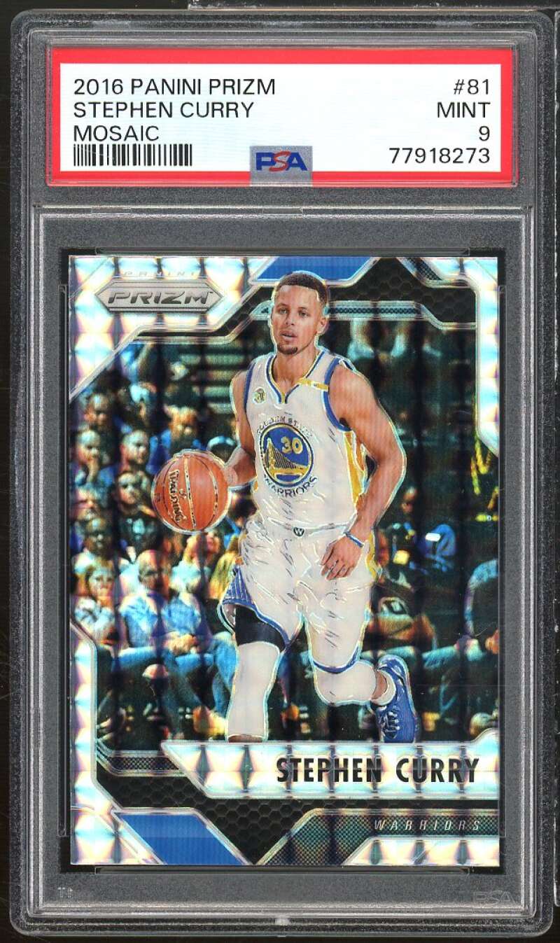 Stephen Curry Card 2016-17 Panini Prizm Mosaic #81 PSA 9 Image 1