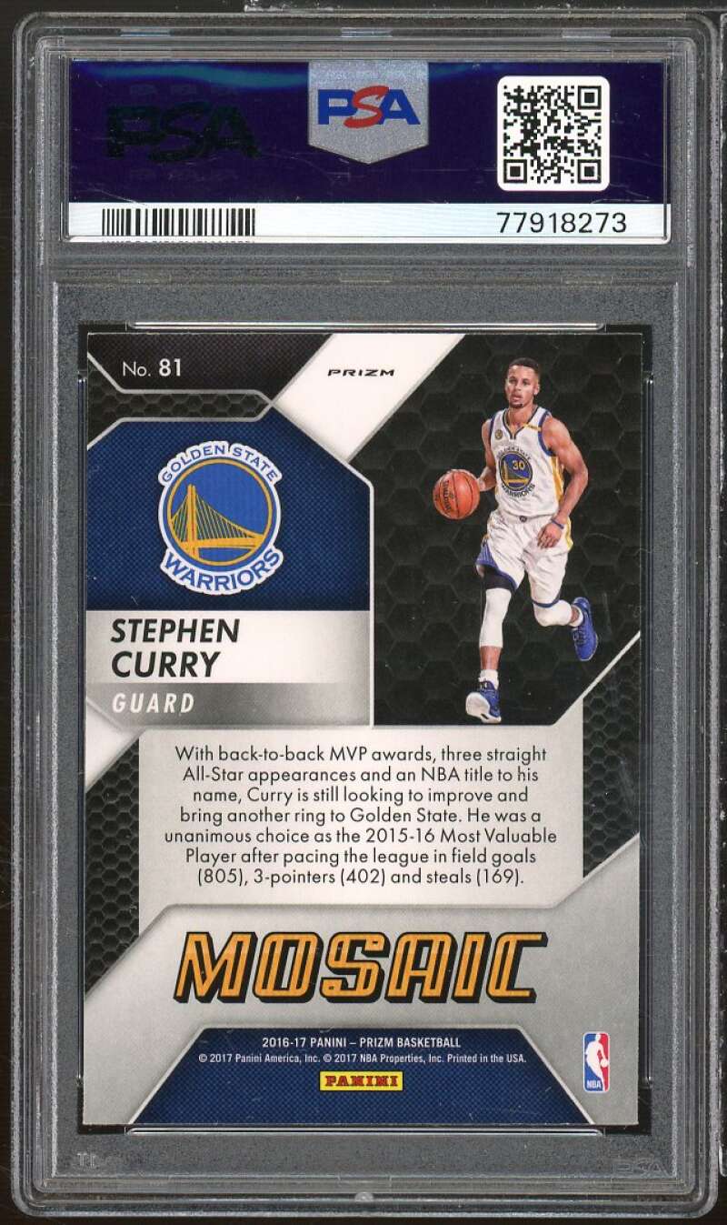 Stephen Curry Card 2016-17 Panini Prizm Mosaic #81 PSA 9 Image 2