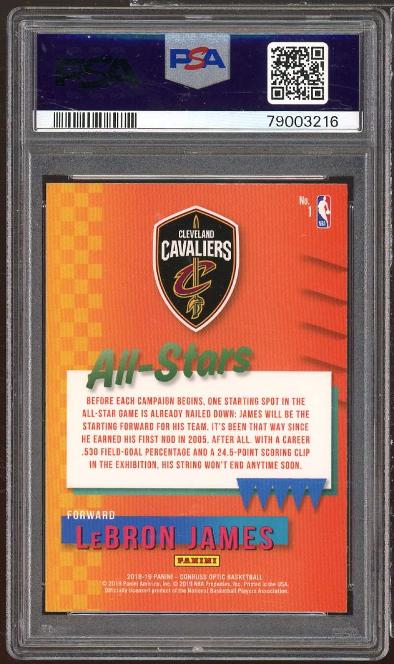 LeBron James Card 2018-19 Panini Donruss Optic All-Stars #1 PSA 10 Image 2