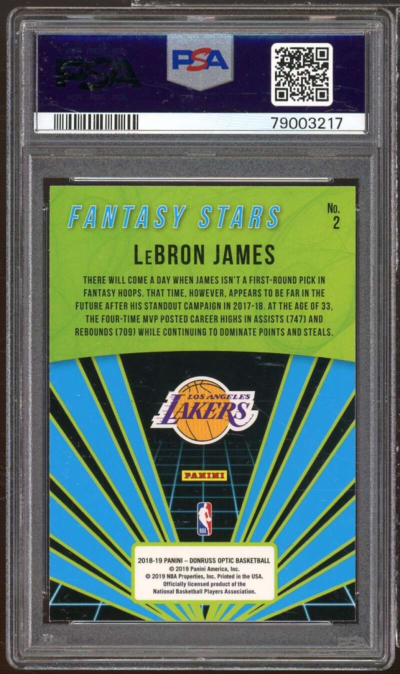 LeBron James Card 2018-19 Panini Donruss Optic Fantasy Stars #2 PSA 10 Image 2