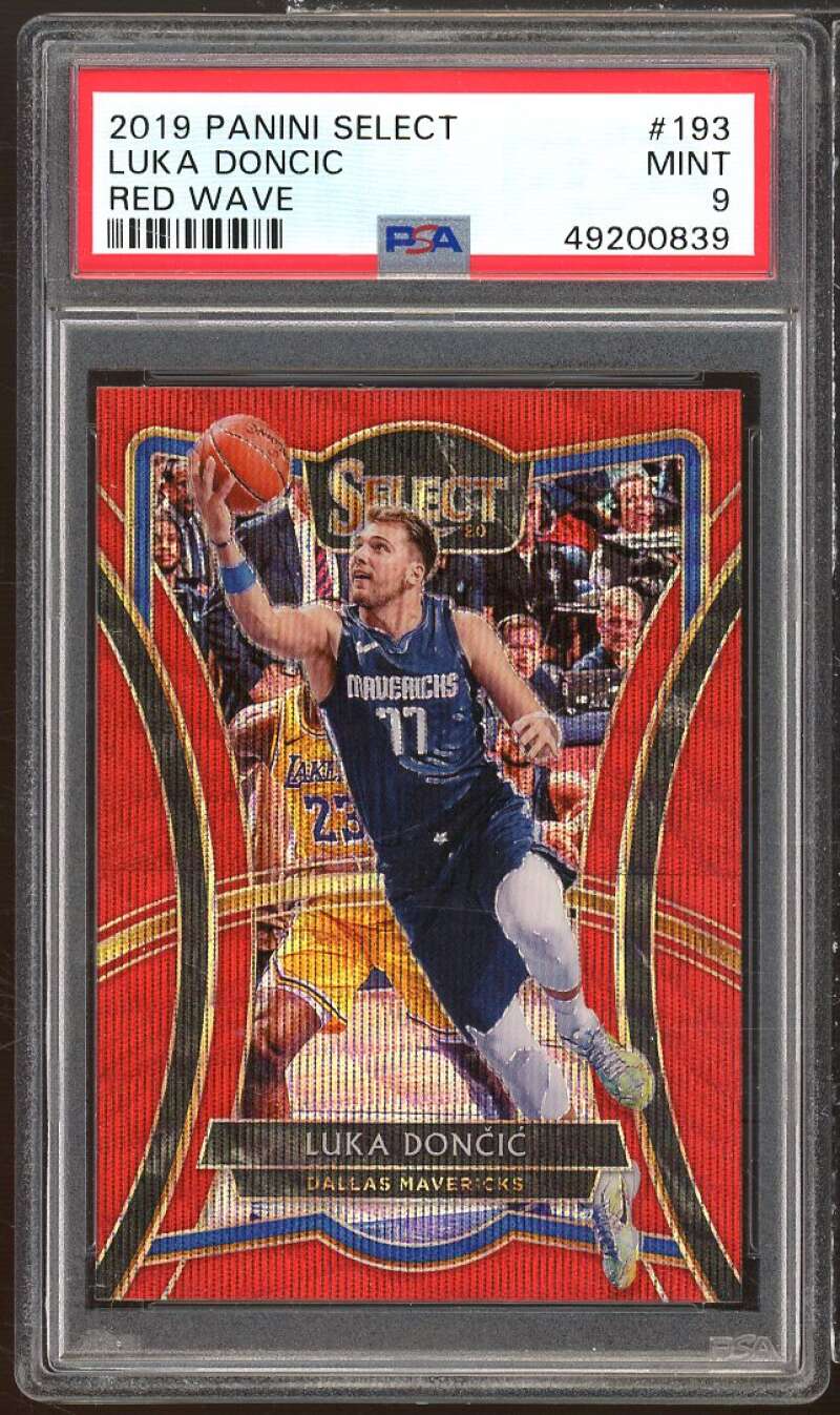 Luka Doncic Card 2019-20 Panini Select Red Wave #193 PSA 9 Image 1