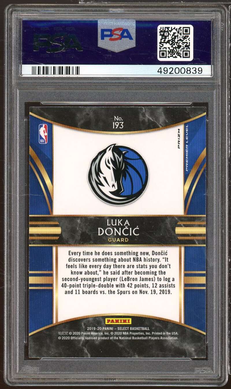 Luka Doncic Card 2019-20 Panini Select Red Wave #193 PSA 9 Image 2