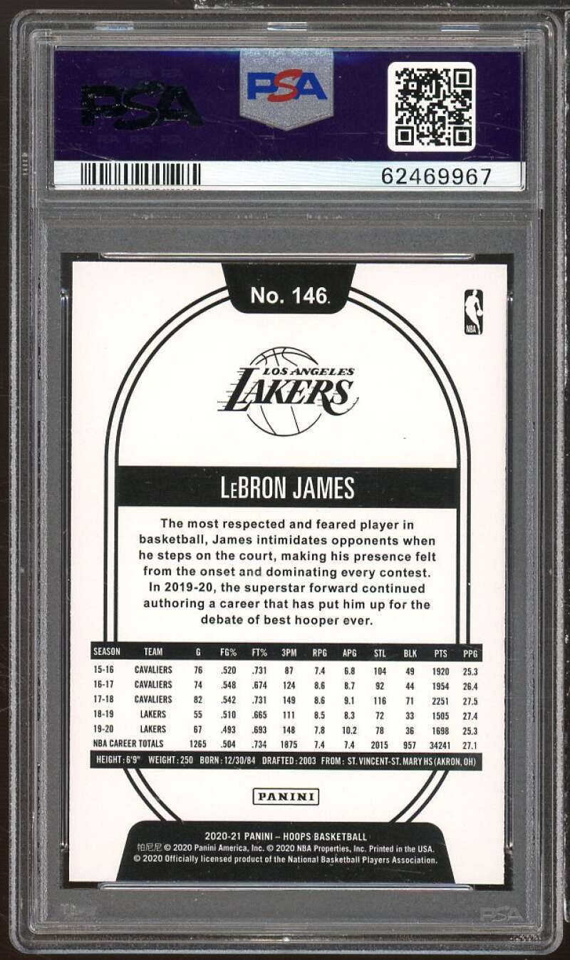 LeBron James Card 2020-21 Hoops Purple #146 PSA 9 Image 2