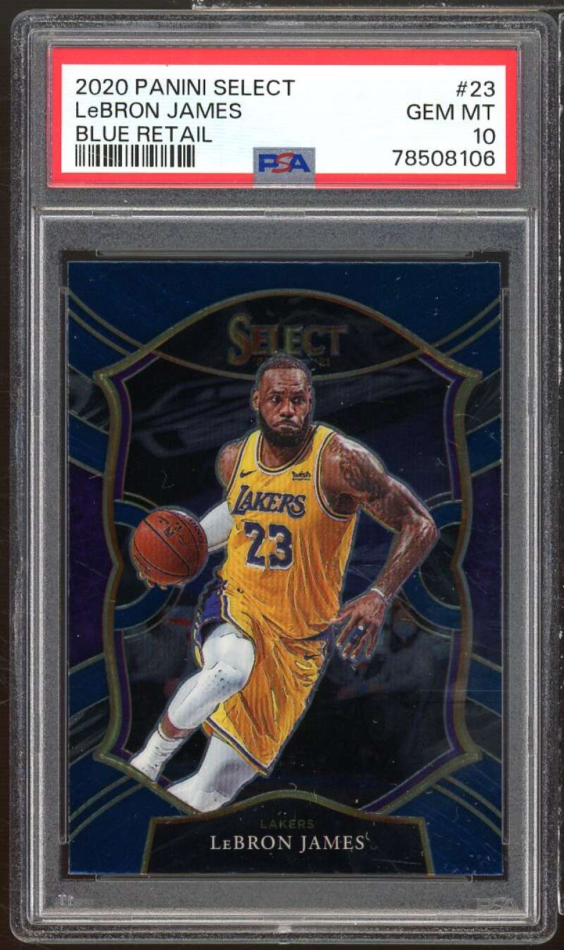 LeBron James Card 2021-22 Panini Select Blue Retail #23 PSA 10 Image 1