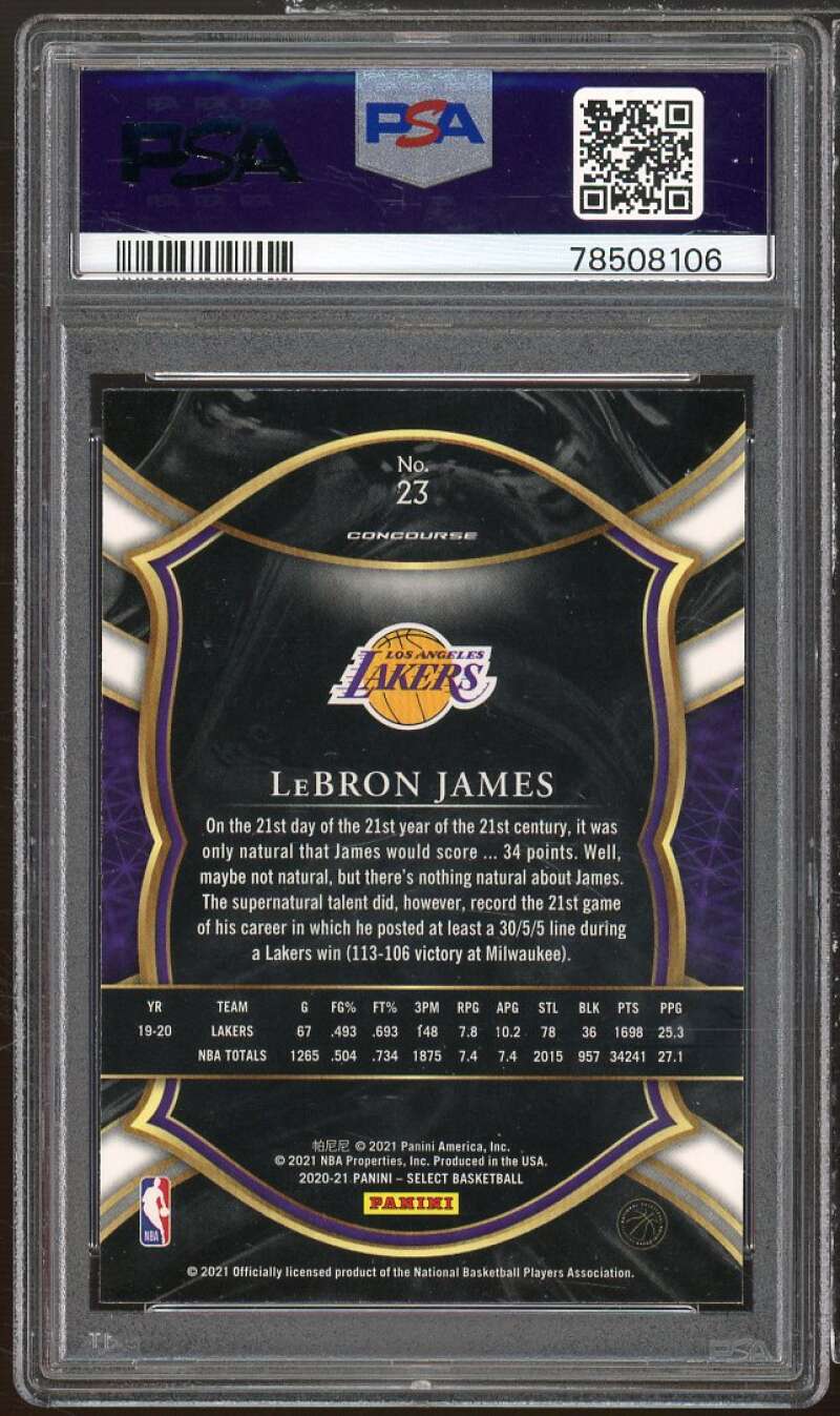 LeBron James Card 2021-22 Panini Select Blue Retail #23 PSA 10 Image 2