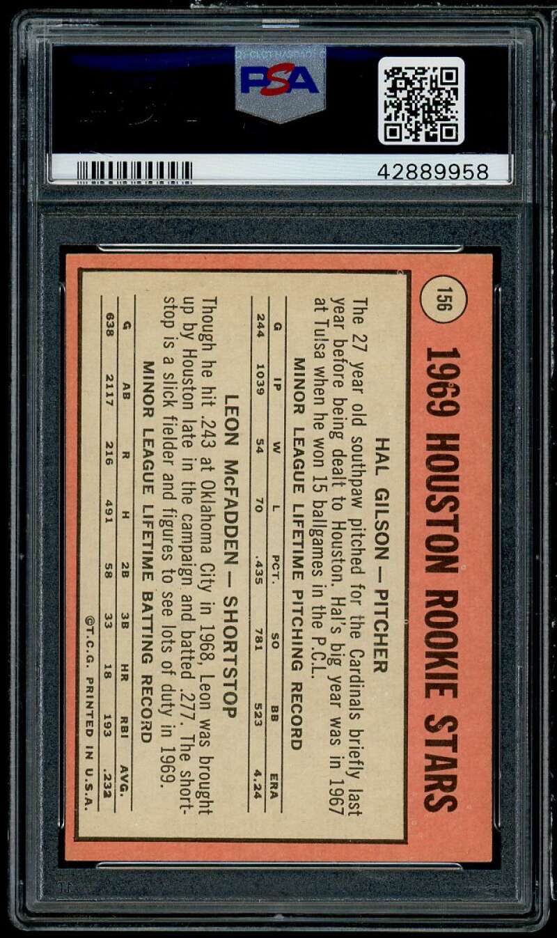 Hal Gilson/Leon McFadden Rookie Card 1969 Topps #156 PSA 7 Image 2