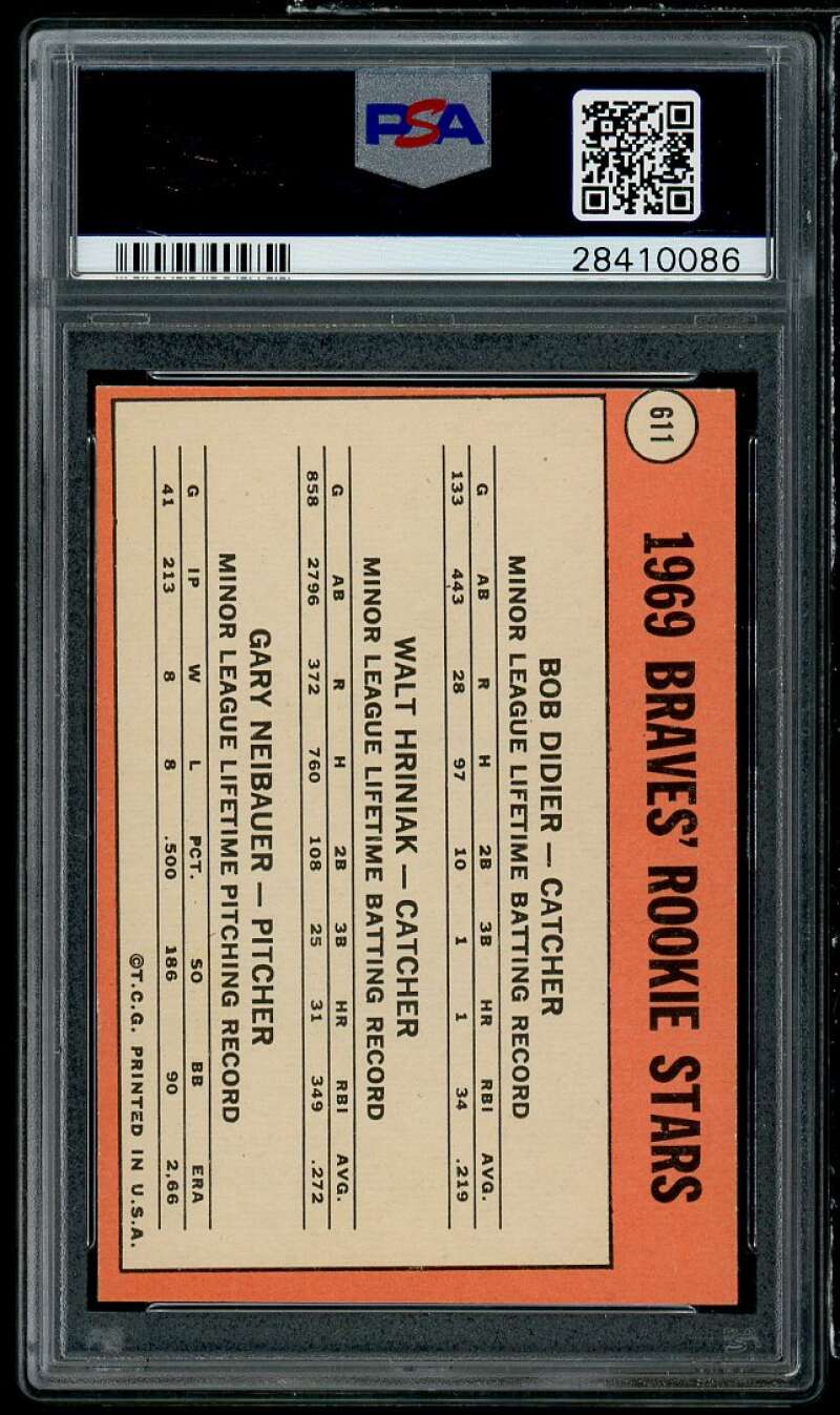 Bob Didier/Walt Hriniak/Gary Neibauer Rookie Card 1969 Topps #611 PSA 9 oc Image 2