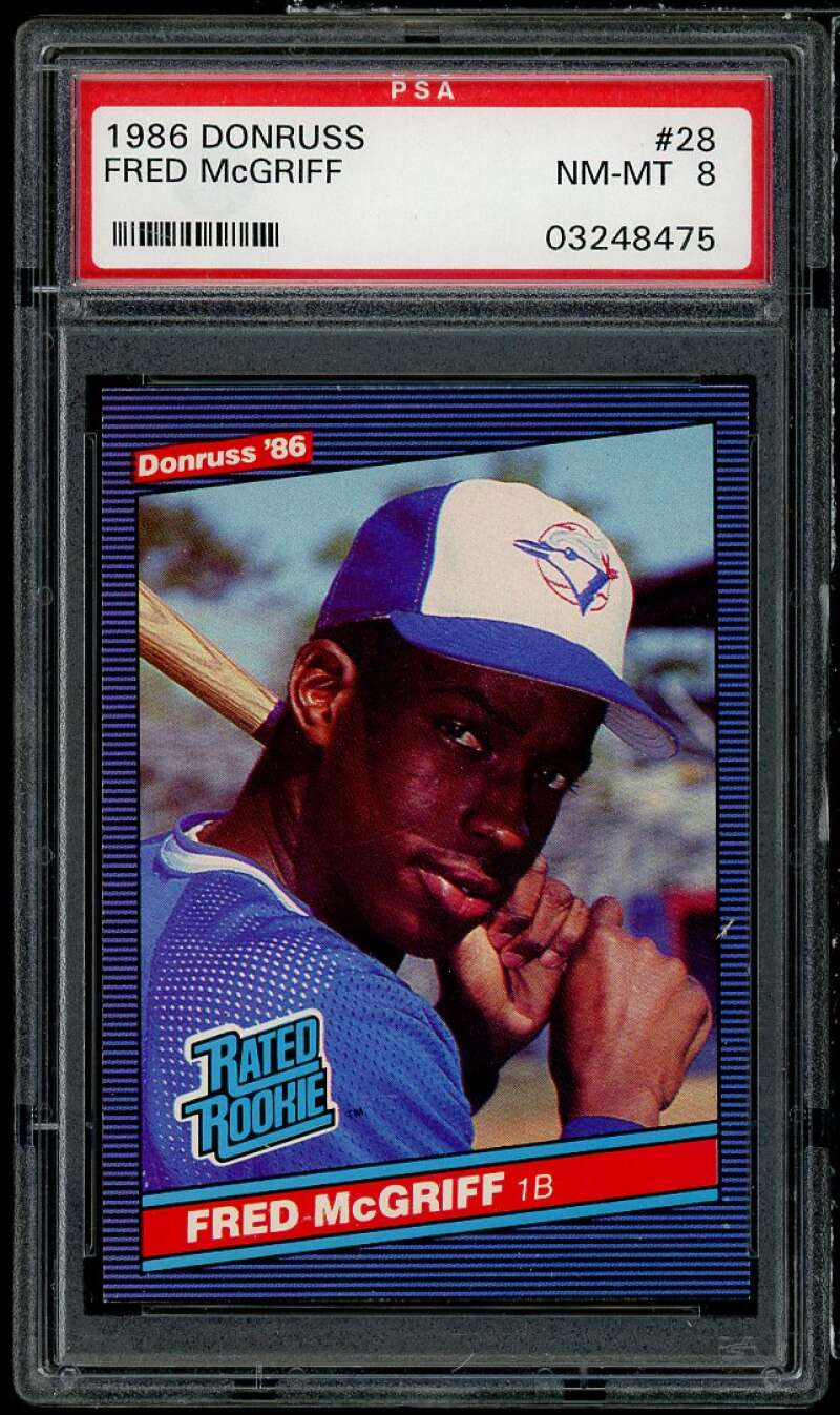 Fred McGriff Rookie Card 1986 Donruss #28 PSA 8 Image 1